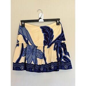 Eugenia Fernandez Colombian Tropics Floral Palm Viscose Mini Skirt Womens Medium